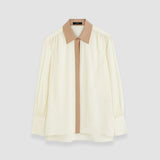 Ivory Evora Silk Crepe de Chine Colour Block Blouse - Joseph