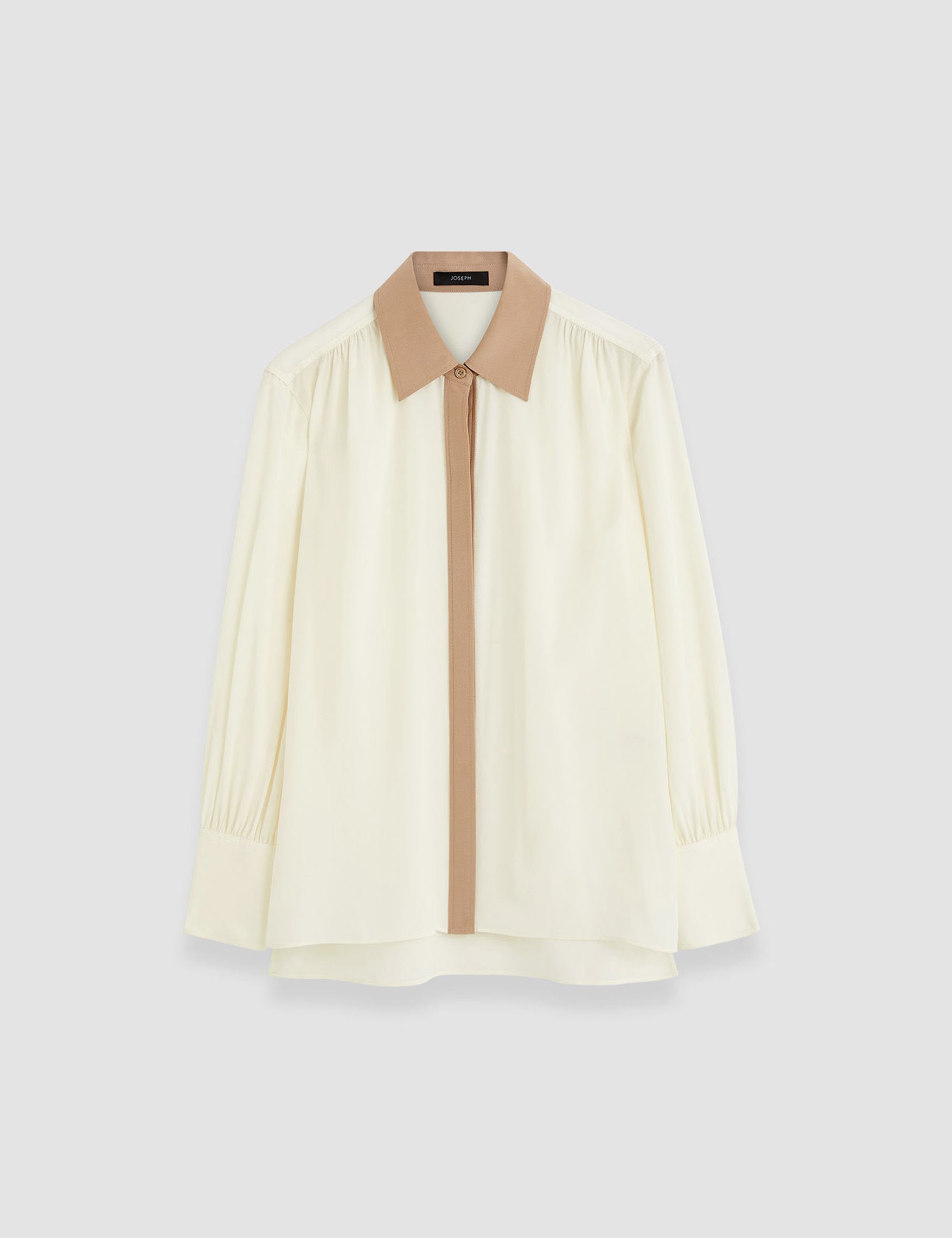 Ivory Evora Silk Crepe de Chine Colour Block Blouse - Joseph