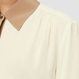 Ivory Evora Silk Crepe de Chine Colour Block Blouse - Joseph