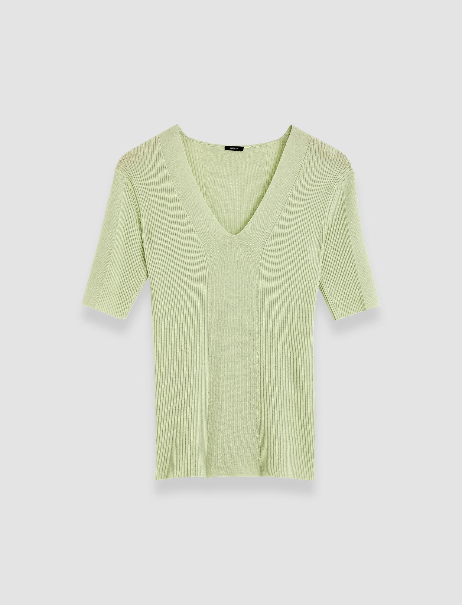 green-fine-merino-rib-v-neck-top-JOSEPH