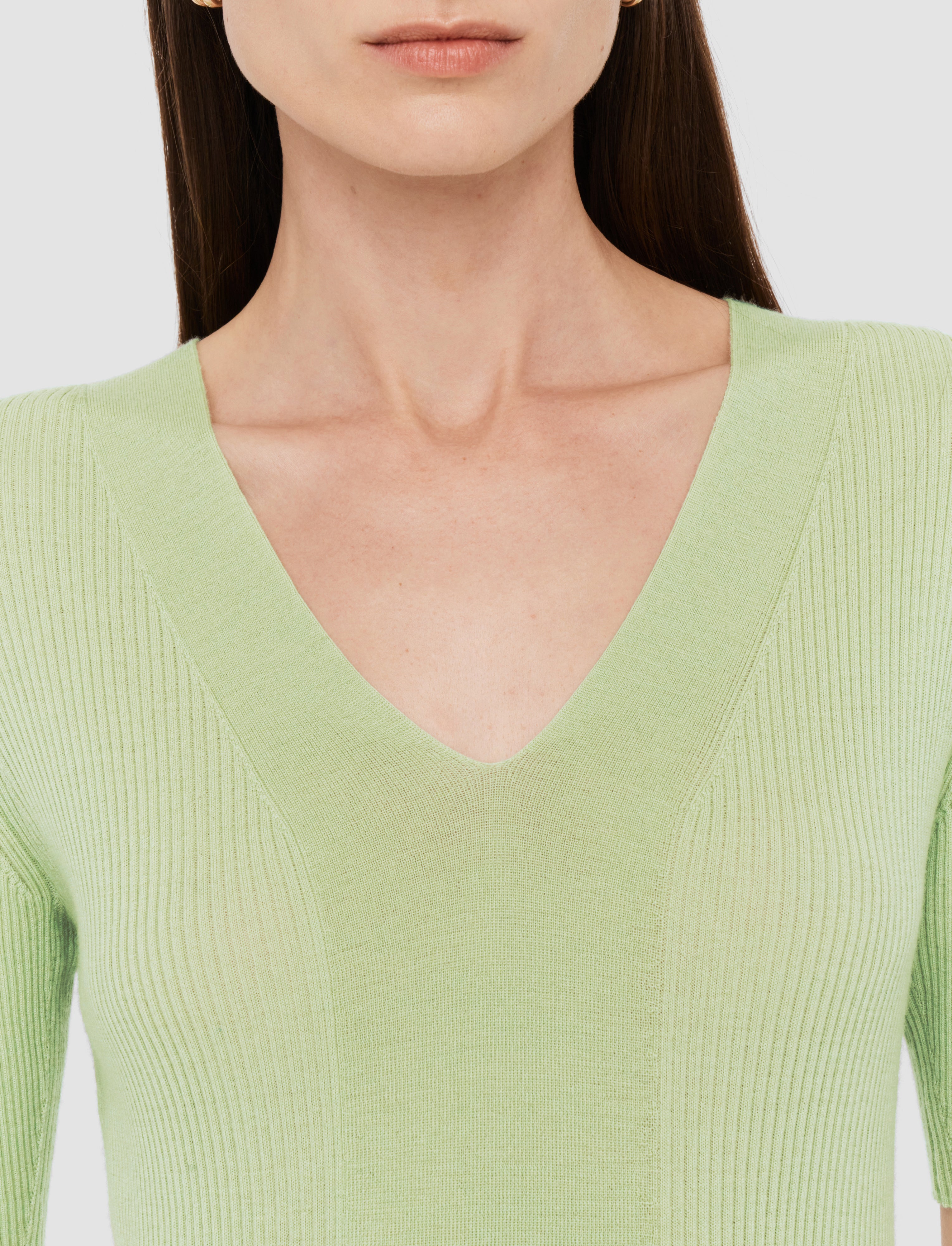 green-fine-merino-rib-v-neck-top-JOSEPH