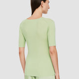 Green Fine Merino Rib V Neck Top - Joseph