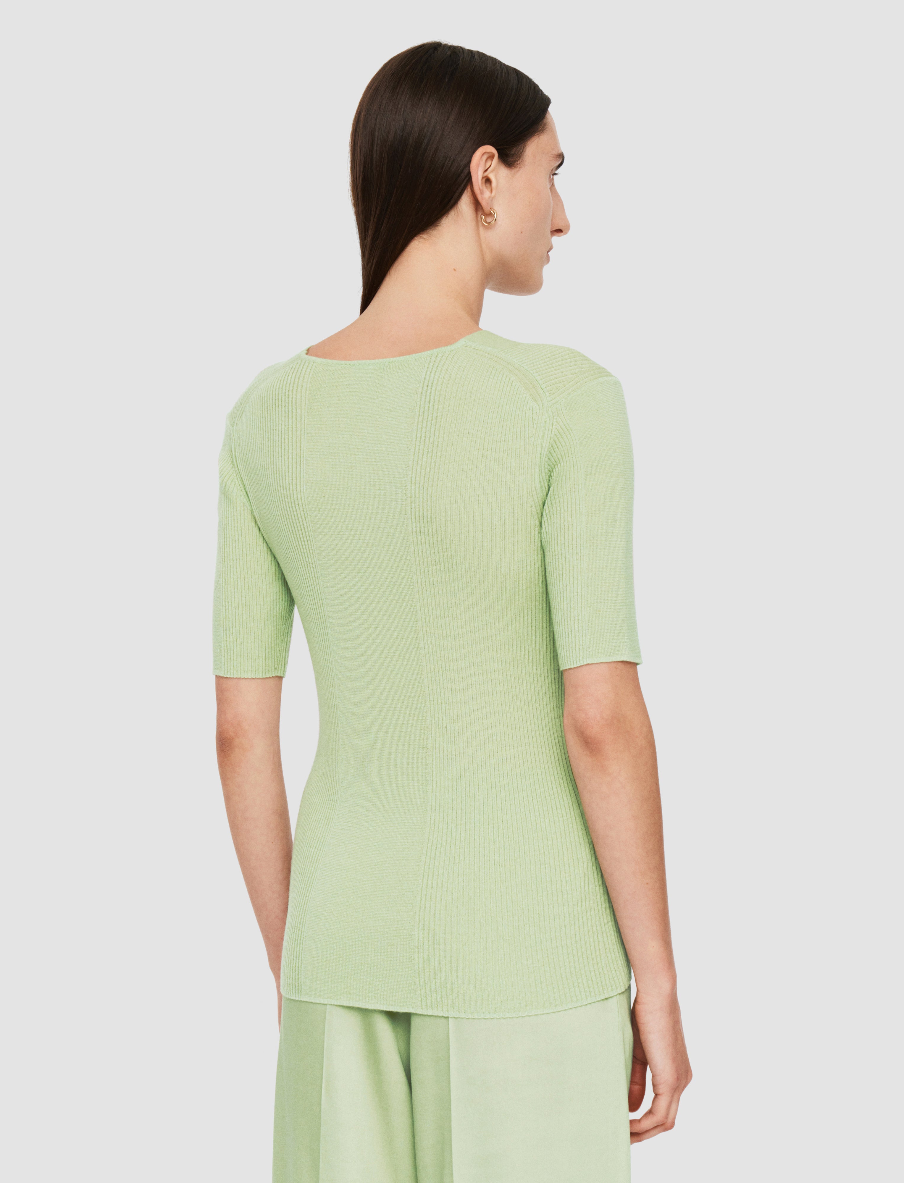 green-fine-merino-rib-v-neck-top-JOSEPH