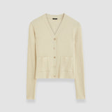 Beige Fine Merino Rib Cardigan - Joseph