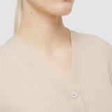 Beige Fine Merino Rib Cardigan - Joseph