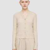 Beige Fine Merino Rib Cardigan - Joseph