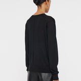 Black Superfine Cotton Silk V Neck Jumper - Joseph