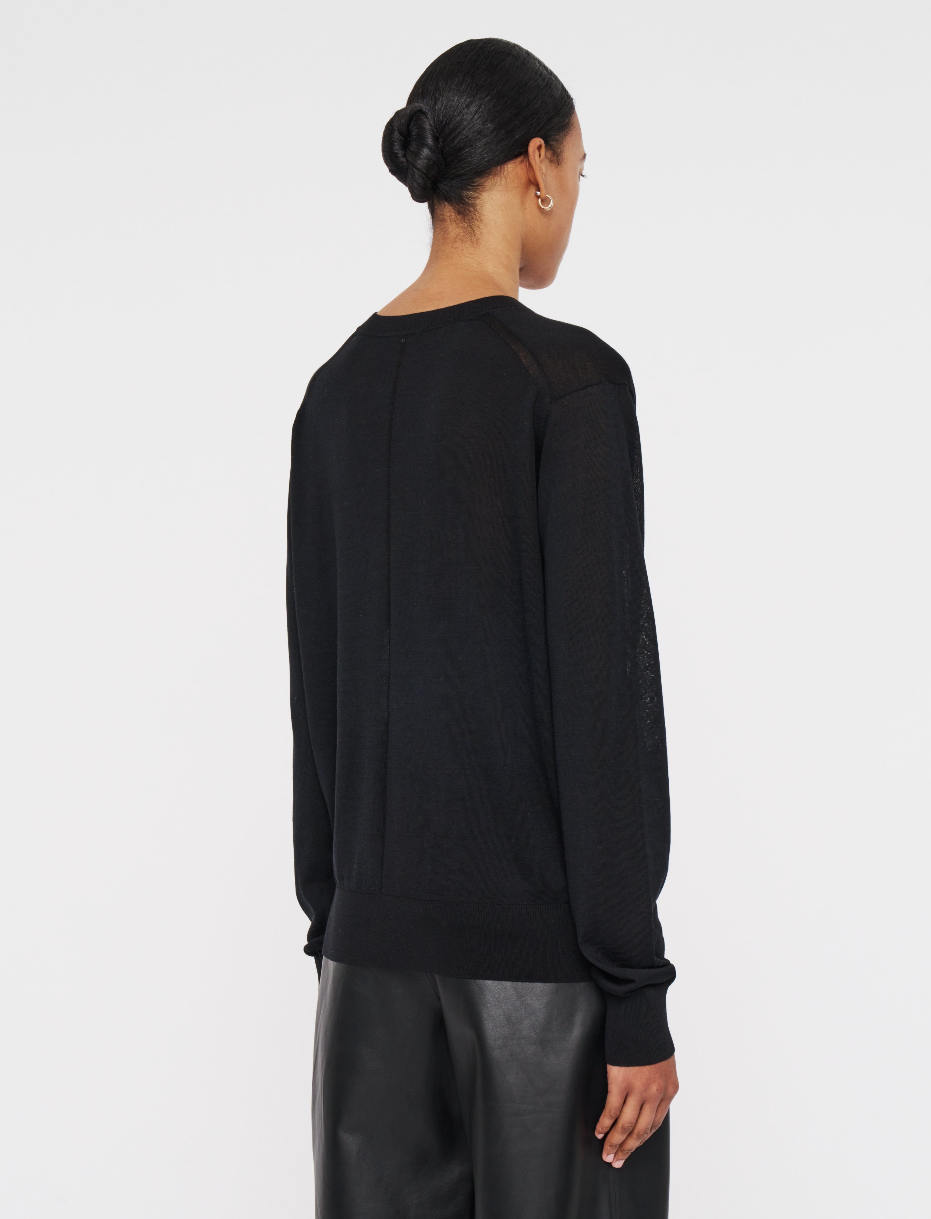 black-superfine-cotton-silk-v-neck-jumper-JOSEPH