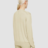 Beige Superfine Cotton Silk V Neck Jumper - Joseph