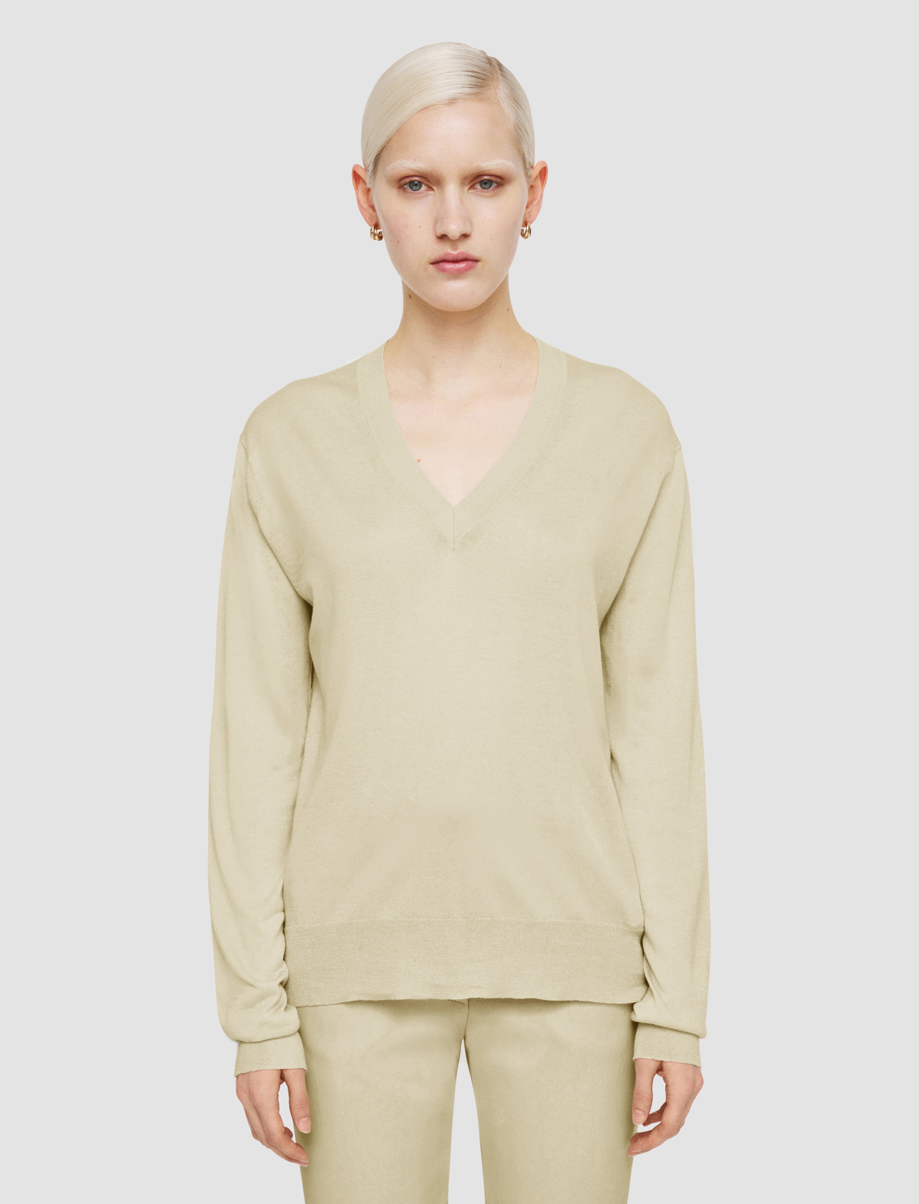 beige-superfine-cotton-silk-v-neck-jumper-JOSEPH