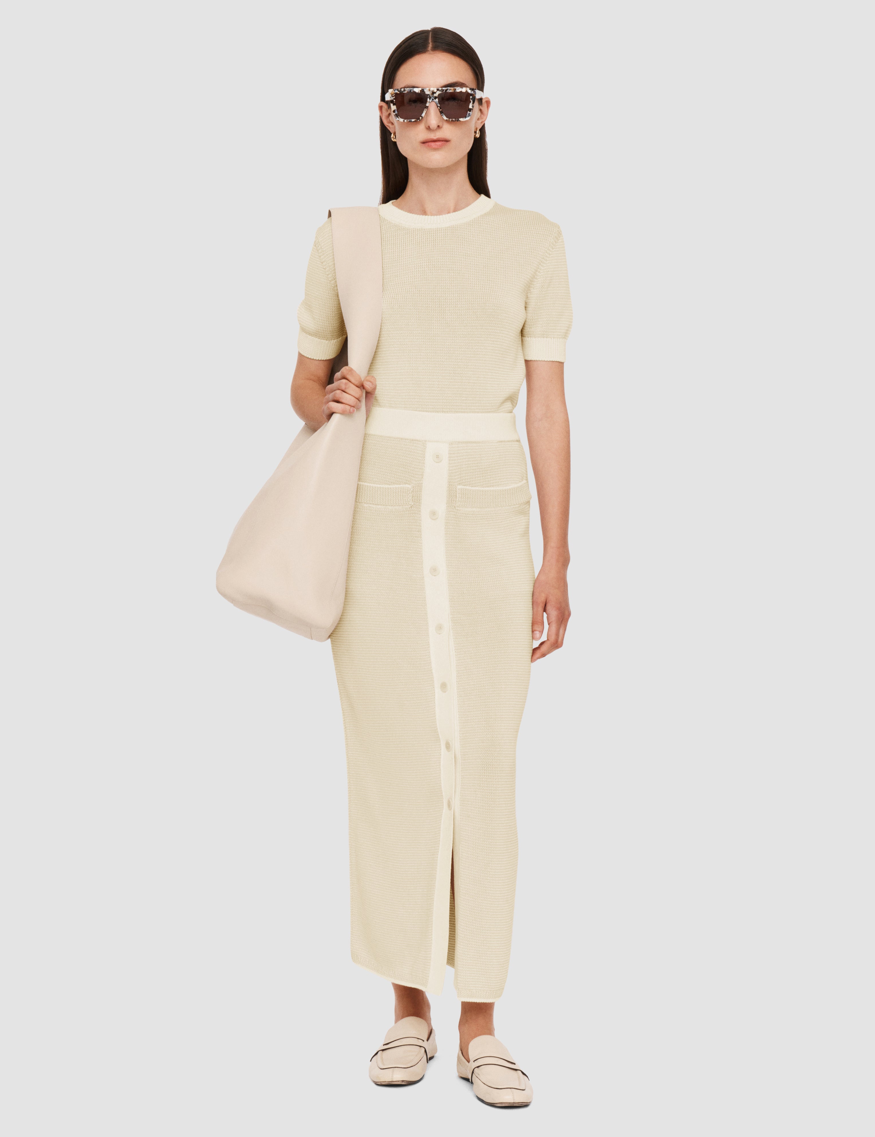 Beige Micro Stripe Knit Skirt - Joseph