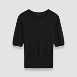 Black Gradient Stitch Round Neck Top - Joseph