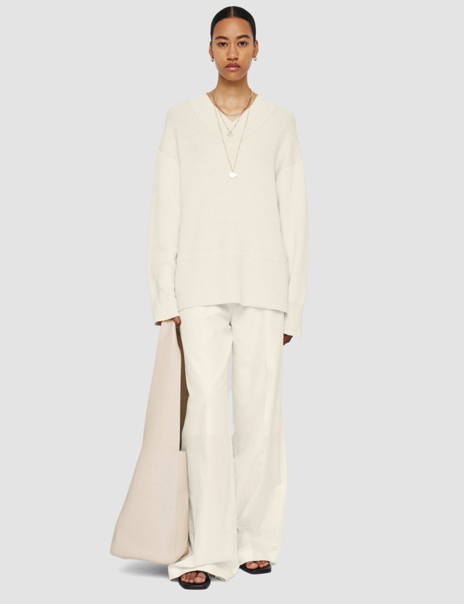 White Linen Blend Knit Jumper - Joseph