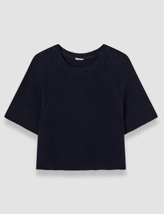 Blue Linen Blend Knit Top - Joseph