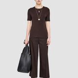 Brown Satin Rib Knit Top - Joseph