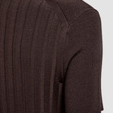 Brown Satin Rib Knit Top - Joseph