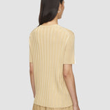 Beige Satin Rib Knit Top - Joseph