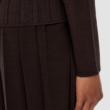 Brown Satiny Rib Knit Polo Top - Joseph