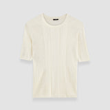 White Crisp Rayon Round Neck Top - Joseph