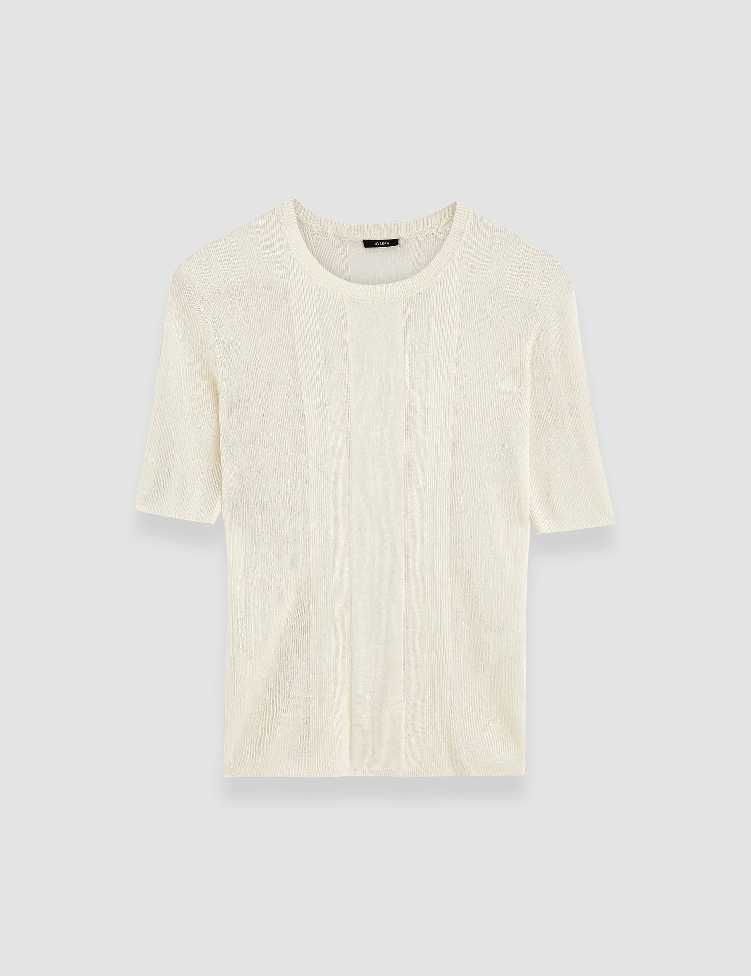 White Crisp Rayon Round Neck Top - Joseph