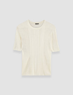 White Crisp Rayon Round Neck Top - Joseph