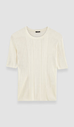 White Crisp Rayon Round Neck Top - Joseph