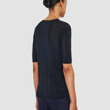 Blue Crisp Rayon Round Neck Top - Joseph