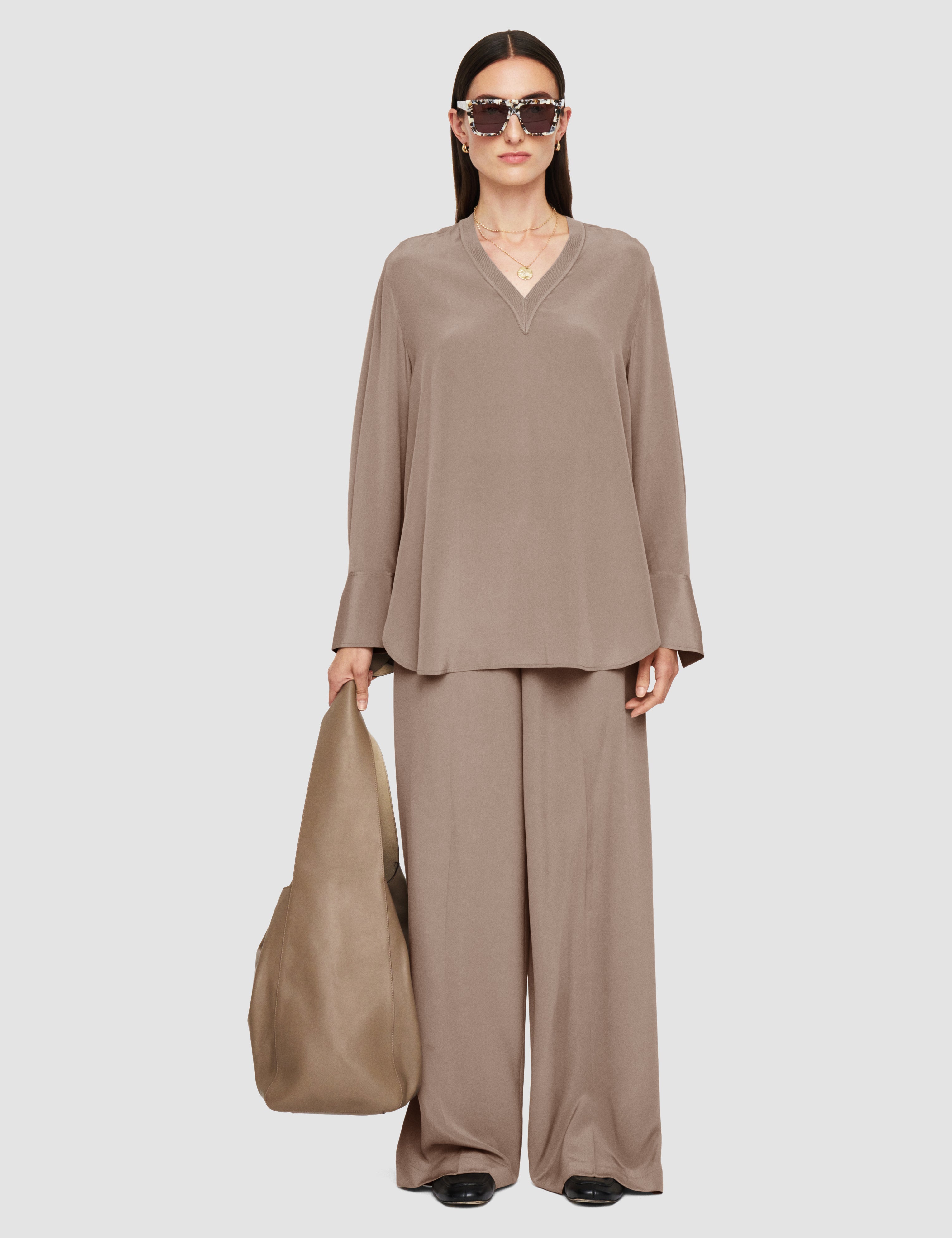 Grey Miller Crepe de Soie Silk Blouse - Joseph