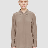 Grey Bold Crepe de Soie Silk Blouse - Joseph