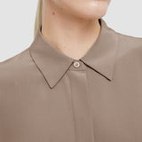 Grey Bold Crepe de Soie Silk Blouse - Joseph