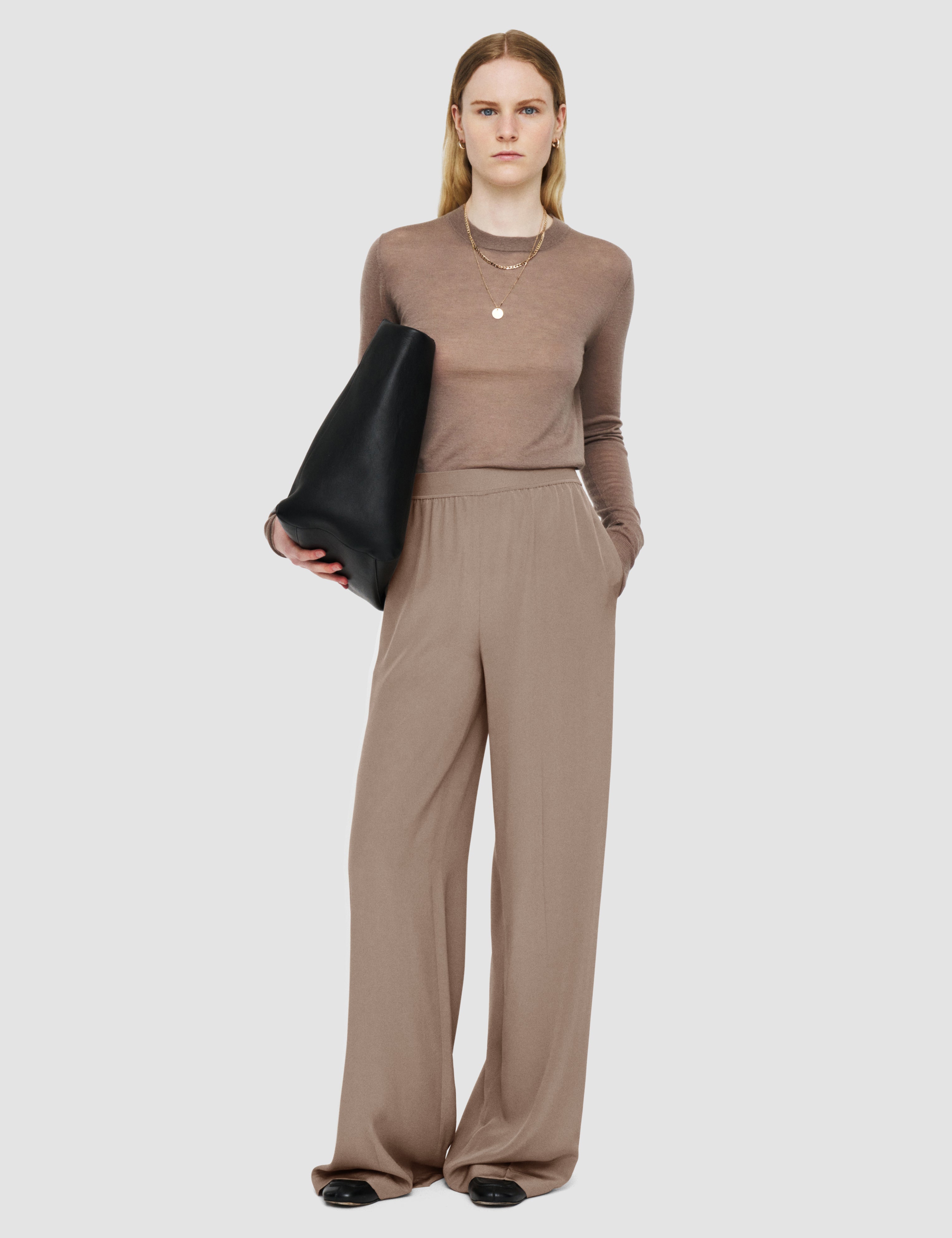 Grey Hulin Crepe de Soie Silk Trousers - Joseph