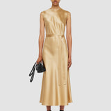 Beige Garnier Silk Satin Dress - Joseph