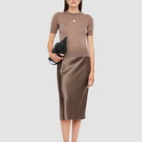 Grey Isaak Silk Satin Skirt - Joseph