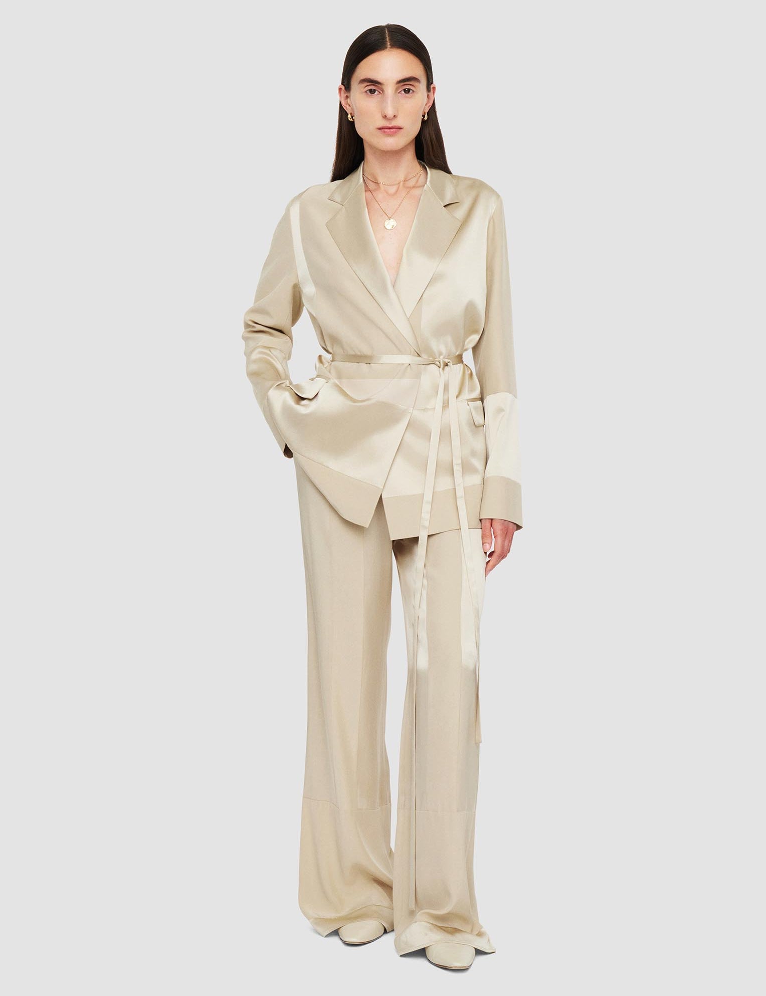 Beige Amelia Shiny Matte Satin Jacket - Joseph