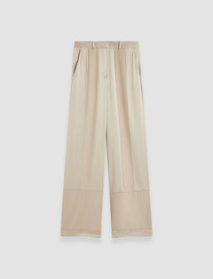 Beige Corto Shiny Matte Satin Trousers - Joseph