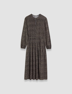 Brown Sibelle Crepe de Chine Print Silk Dress - Joseph