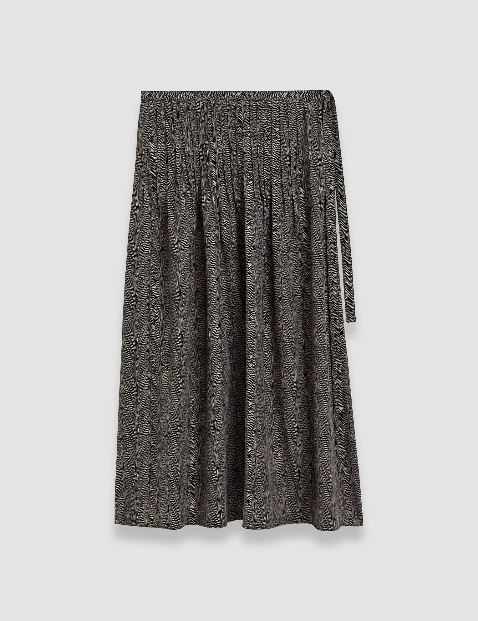 Brown Lavy Crepe de Chine Print Silk Skirt - Joseph