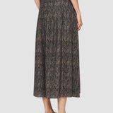 Brown Lavy Crepe de Chine Print Silk Skirt - Joseph