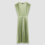 Green Volta Knit Weave Plissé Dress - Joseph