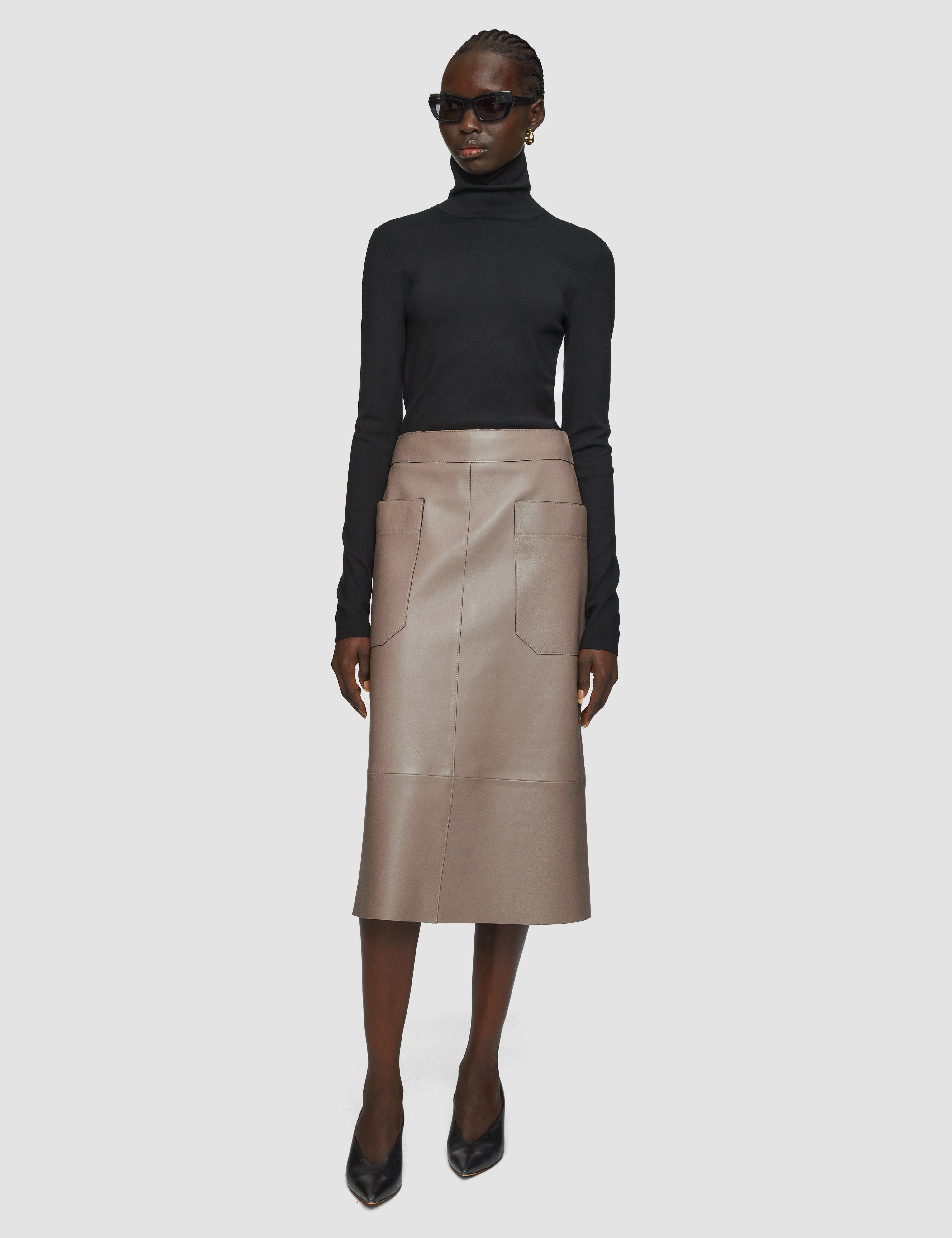 Grey Blomfield Nappa Leather Skirt - Joseph