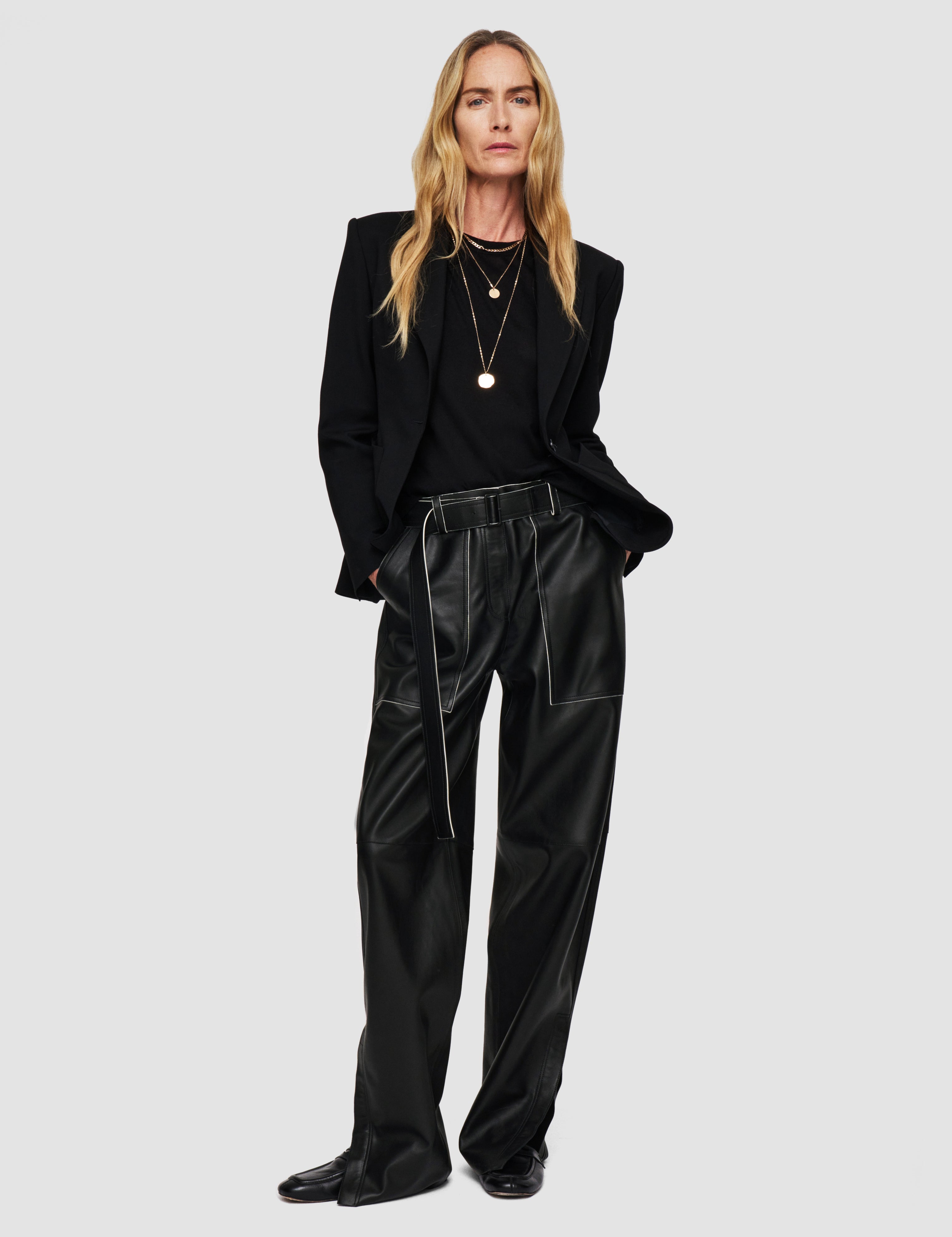 Black Tony Nappa Leather Trousers - Joseph