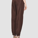 Brown Taio Soft Cotton Silk Trousers - Joseph