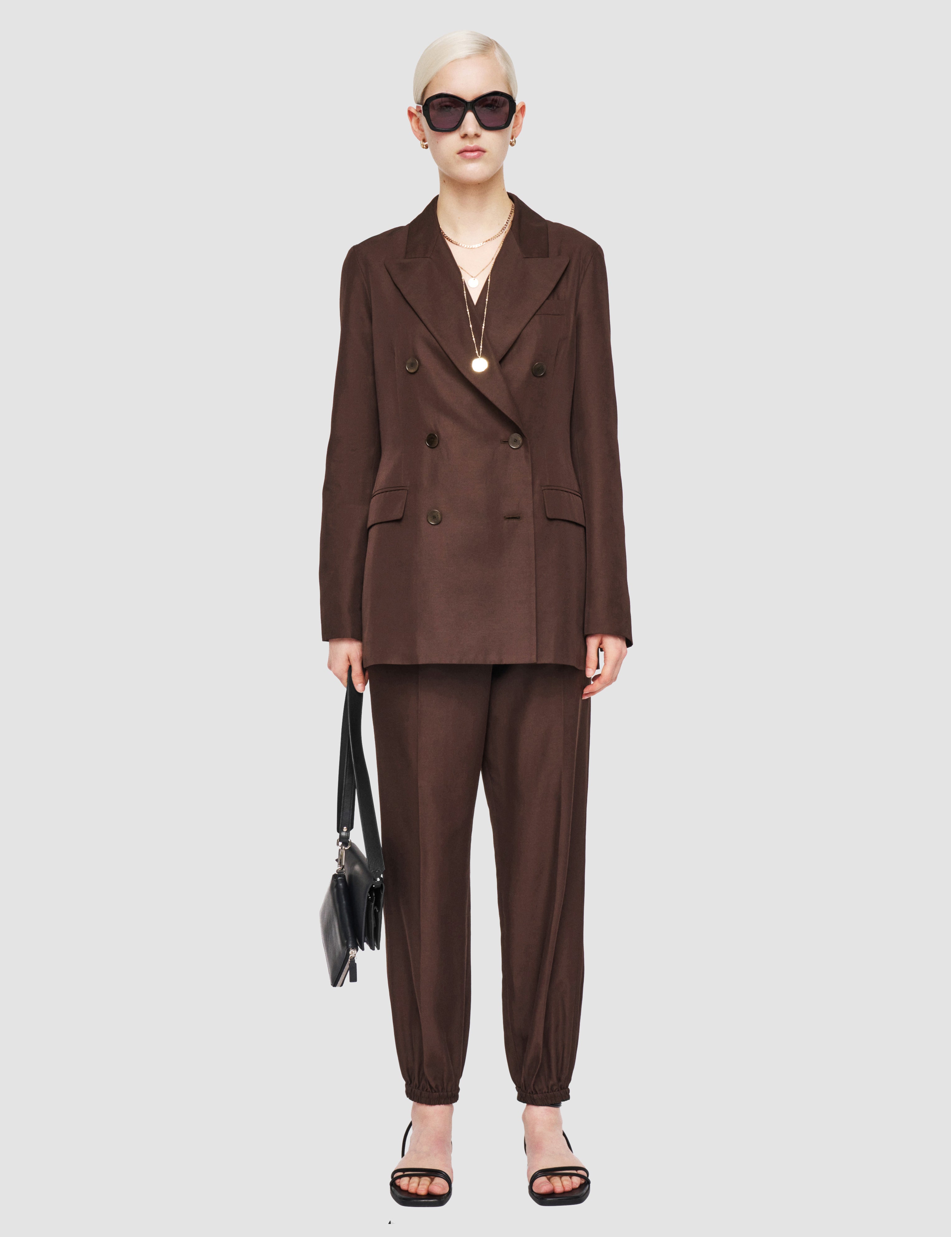 Brown Valery Soft Cotton Silk Jacket - Joseph