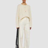 White Alanel Soft Cotton Silk Trousers - Joseph