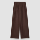 Brown Alanel Soft Cotton Silk Trousers - Joseph