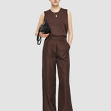 Brown Alanel Soft Cotton Silk Trousers - Joseph