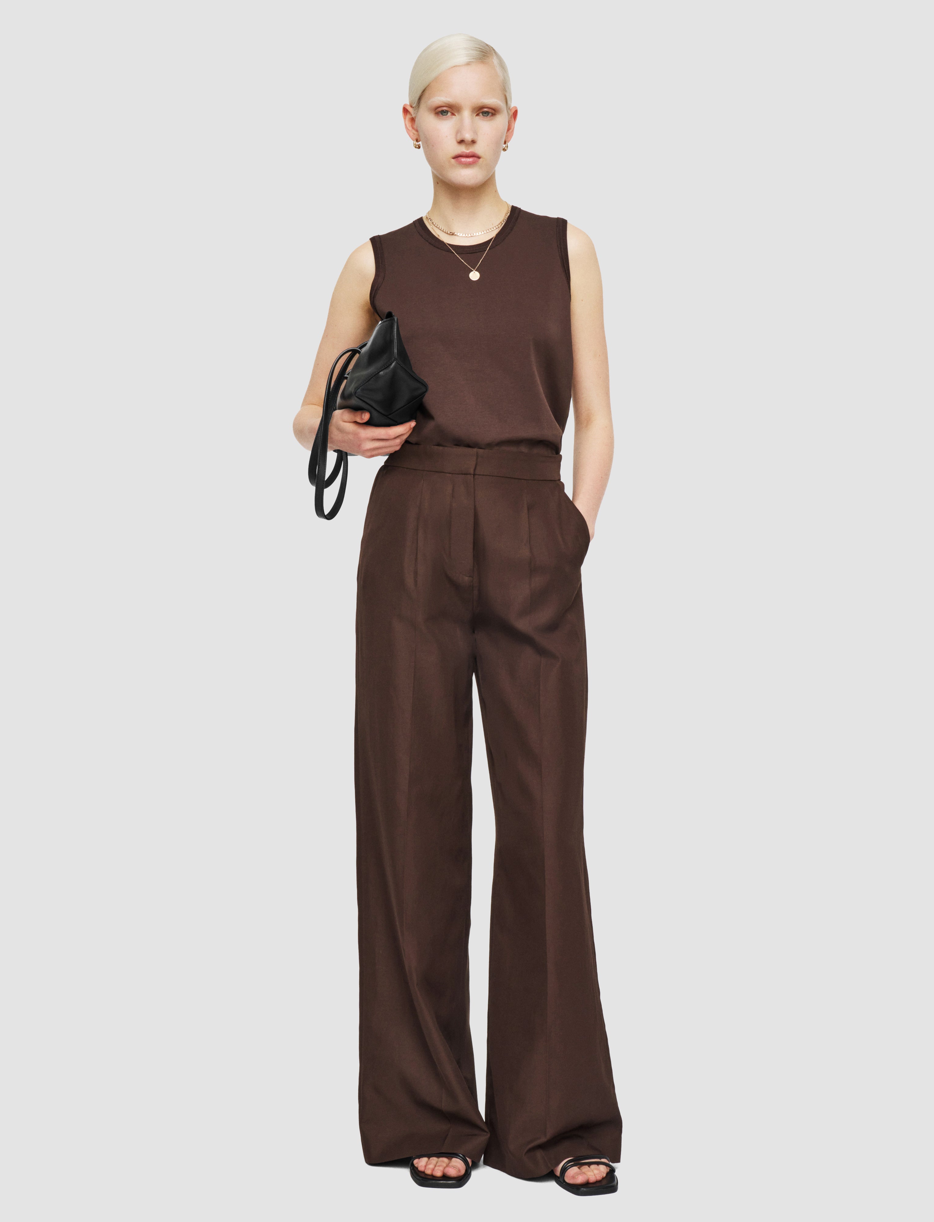 brown-alanel-soft-cotton-silk-trousers-JOSEPH