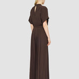 Brown Sofia Airy Plissé Jumpsuit - Joseph