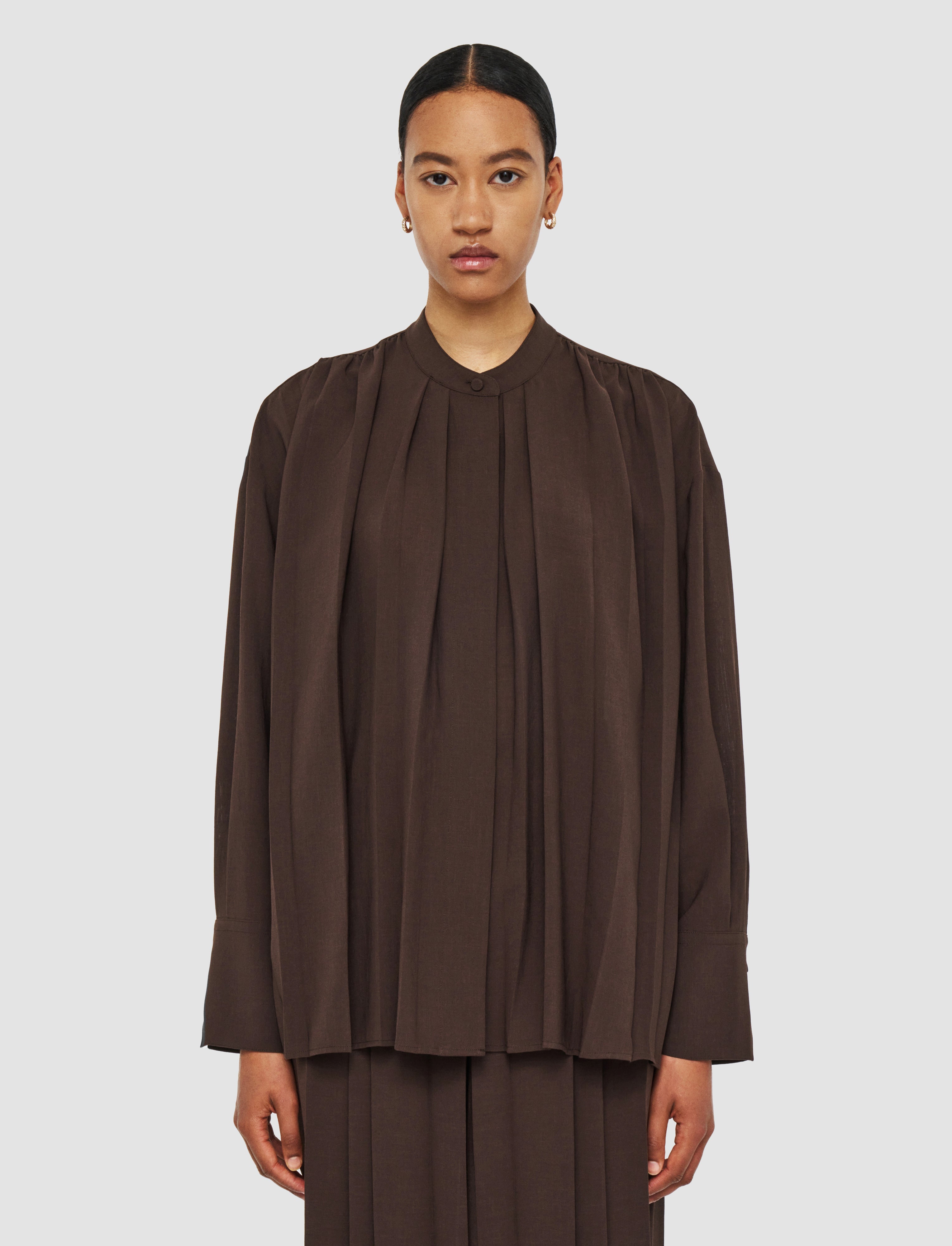 brown-malte-airy-plisse-blouse-JOSEPH