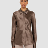 Grey Brunel Silk Satin Blouse - Joseph